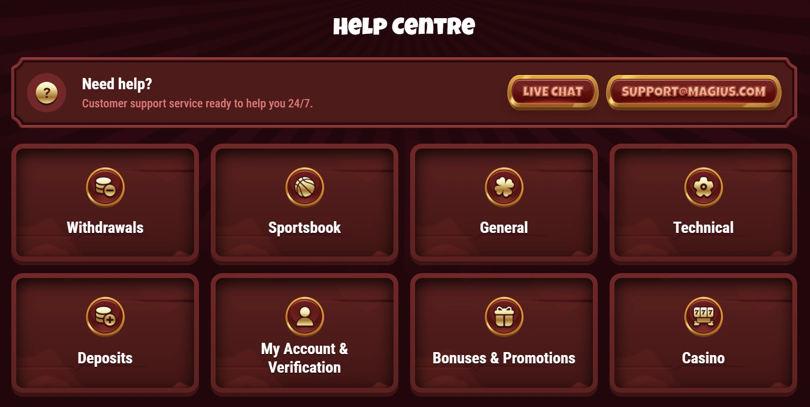 Magius Casino Customer Support